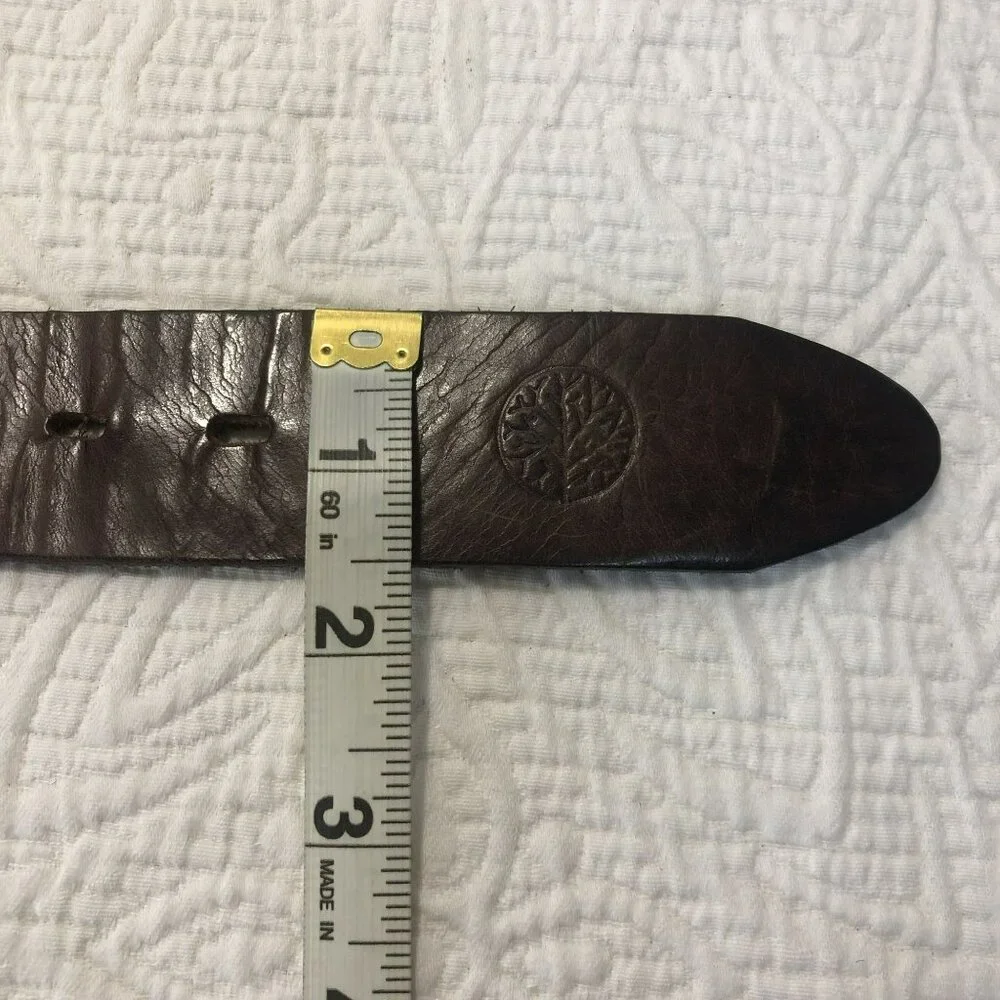 Betlewski Belt Real Leather Brushed Silver Buckle Brown - Size 34/85